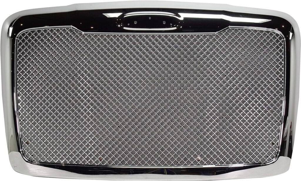 Evan Fischer Grille Assembly Compatible with 2008-2017 Freightliner Cascadia, Chrome, Mesh Insert, With Bug Screen