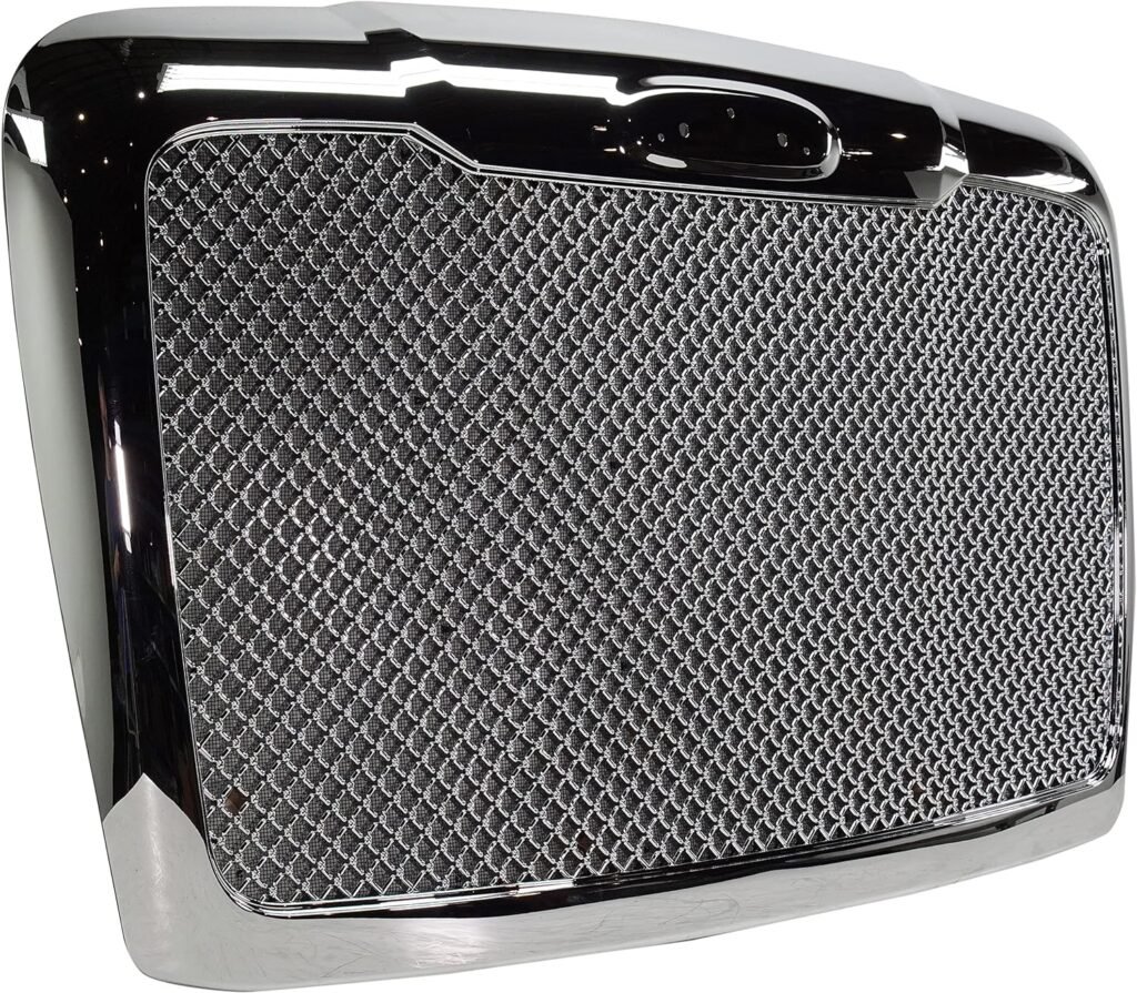 Evan Fischer Grille Assembly Compatible with 2008-2017 Freightliner Cascadia, Chrome, Mesh Insert, With Bug Screen