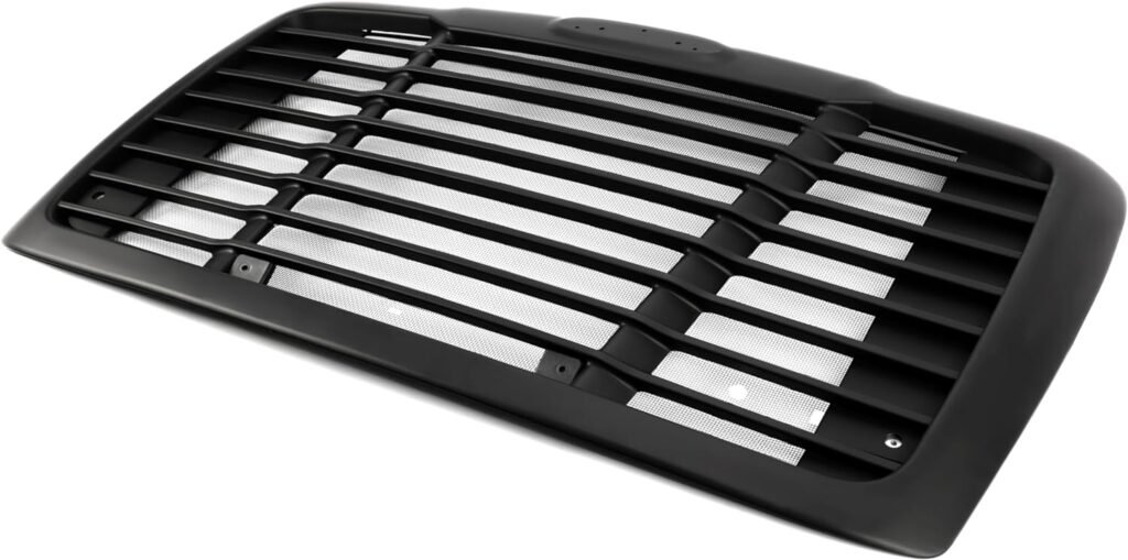 KUAFU Front Grill Compatible with 2008-2017 Freightliner Cascadia A17-19112-000 A17-15624-003 Bumper Upper Hood Grille W/Bug Screen Painted Black