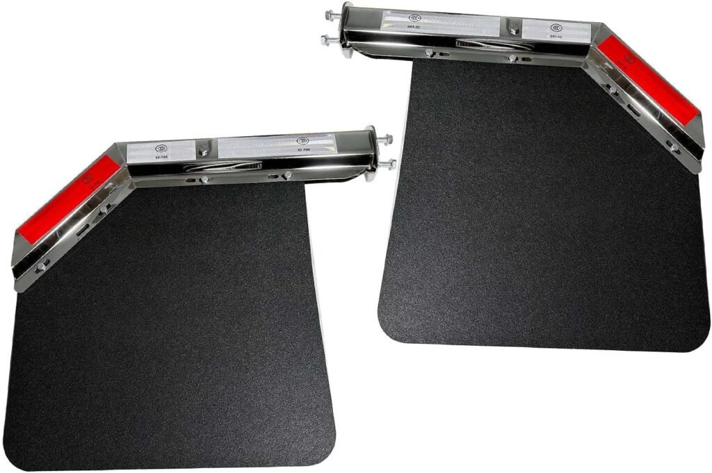 2PCS Black Angled Spring Loaded Mud Flap Hanger Bracket Set for Semi Trucks, 1-1/8 1.125 Bolt Spacing,Commercial Truck Heavy Duty HD Mudflap Hanger, Right Left Side