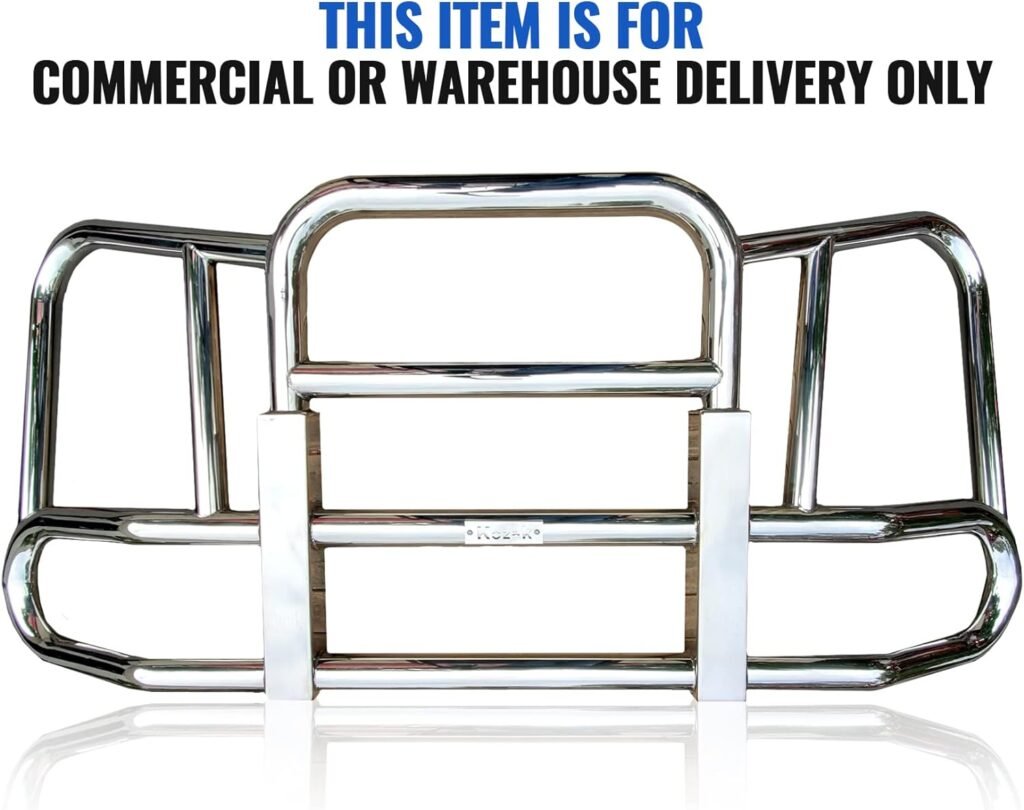 Freightliner Cascadia 2008-2017 Front Grille Deer Moose Brush Bumper Guard Large Square Plus Freightliner Logo, 4X 6 20 LED Headlights, 2X Wipers, License Plate Holder and Frame, KOZAK Vest
