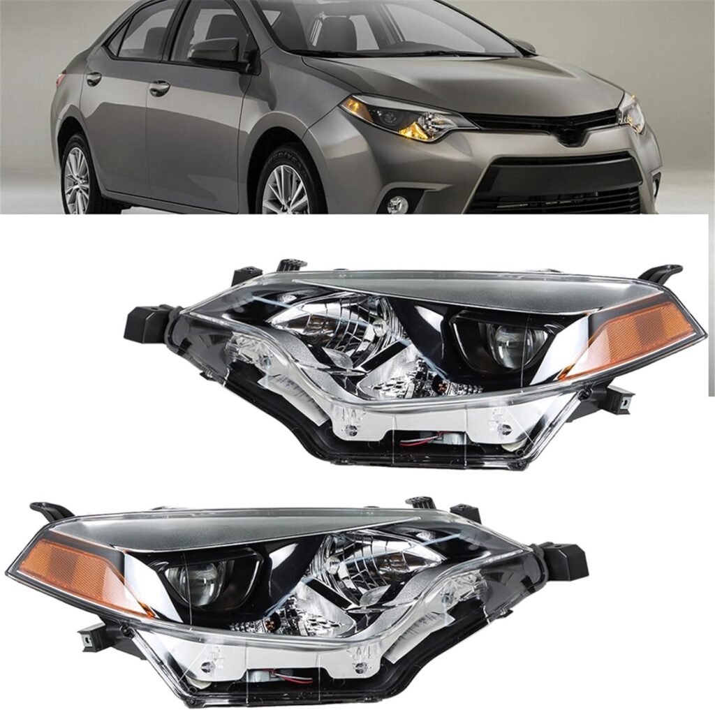 Silscvtt Headlights Front Head Lamps Replacement for 2014 2015 2016 Toyota Corolla Projector Headlights Pair Left+Right Side (Passenger Driver Side)