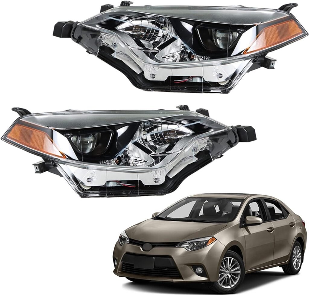 Silscvtt Headlights Front Head Lamps Replacement for 2014 2015 2016 Toyota Corolla Projector Headlights Pair Left+Right Side (Passenger Driver Side)