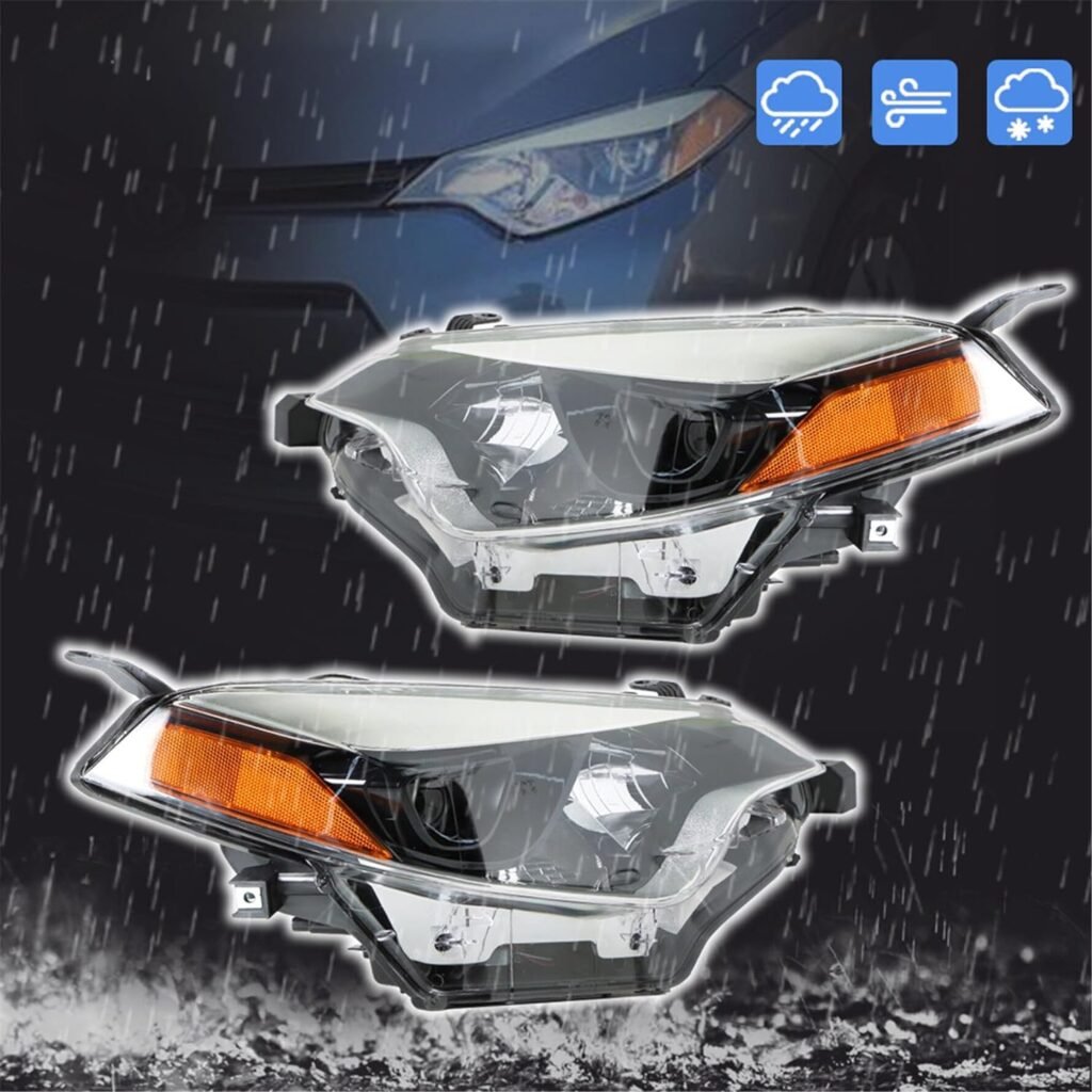 Silscvtt Headlights Front Head Lamps Replacement for 2014 2015 2016 Toyota Corolla Projector Headlights Pair Left+Right Side (Passenger Driver Side)